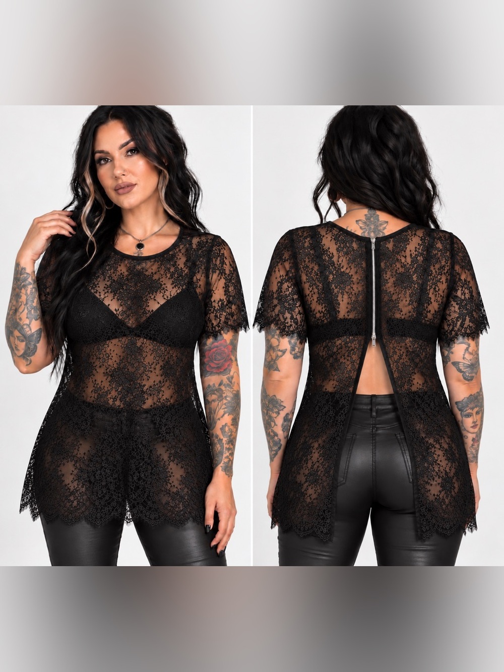 SHEIN Black Lace Blouse